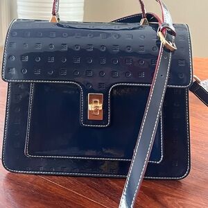 Arcadia Glossy Black Satchel